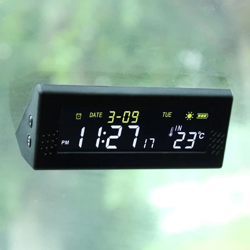 Solar Windshield Car Digital Clock Driving Time Reminder Smart Switch No Wiring High Precision LCD Digital Watch Car Accessorie image