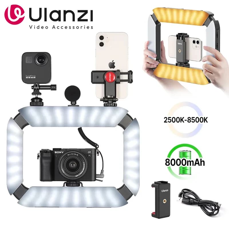 Ulanzi U200 U-200 Smartphone Video Rig  LED Video Light 2 in 1 Ring Light Cold Shoe for Microphone Tiktok Youtube Live Rig Light image