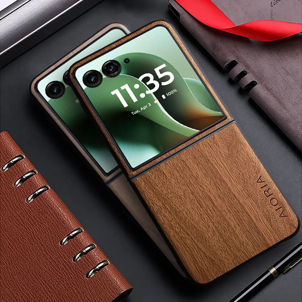 Case for Motorola MOTO Razr 60 Ultra Plus 5G Funda Bamboo Wood Pattern Leather Back Cover for Moto Razr60 + Ultra Case Capa image