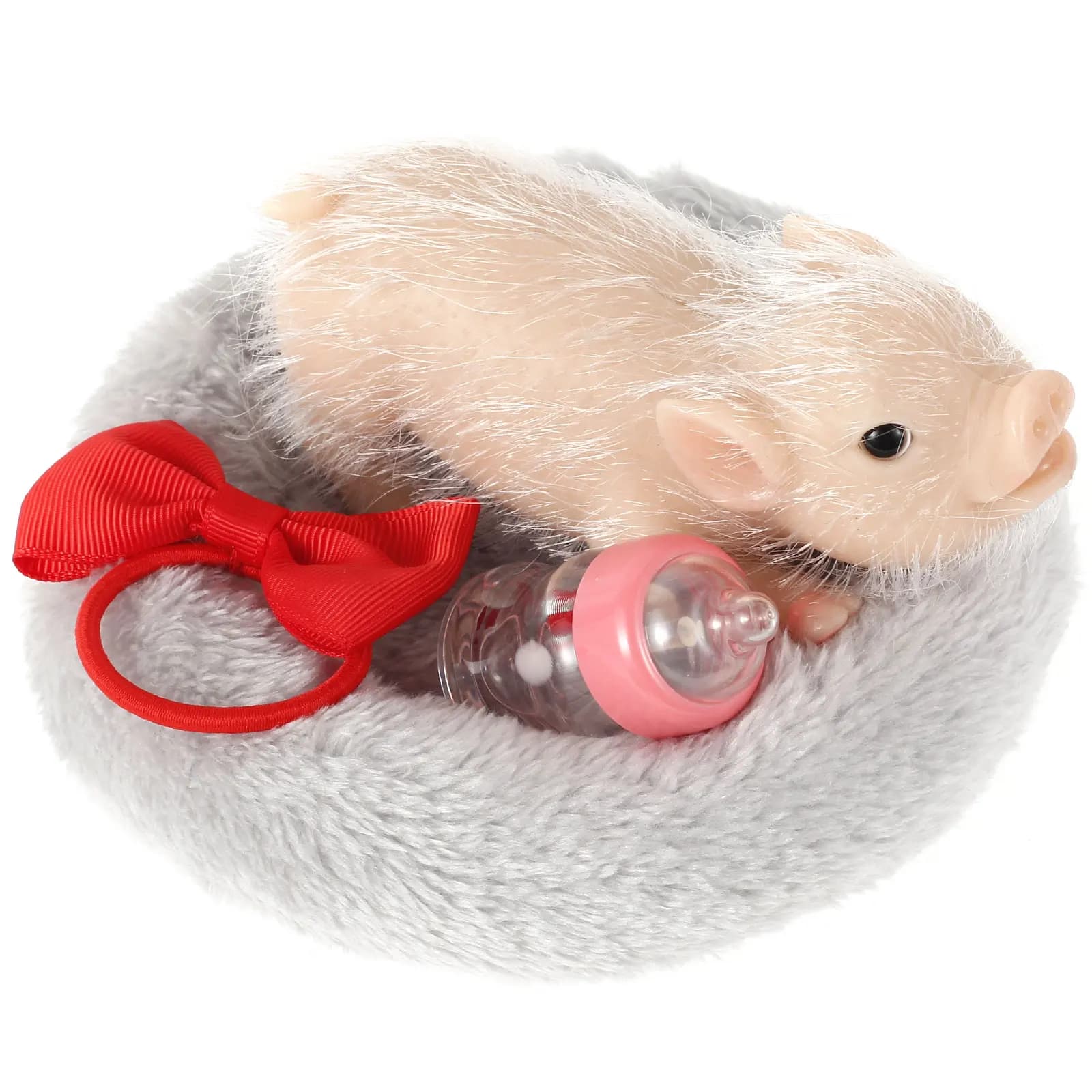6inch Silicone Pig Doll Toy Cute Miniature Silicone Pig Reborn Realistic Pig Toy Interesting Full Silicone Piglet Doll Toy Set image
