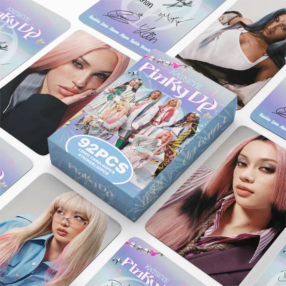 92pcs KATSEYE New Album PINKY UP Photo Card Photocards Stickers Kpop Merch Lomo Cards Set Fans Collection Cards Gifts image