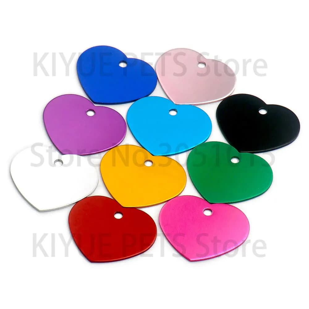 Wholesale 100Pcs Heart Dog Tag Pet ID Tags Customize Aluminum Anodizing Blank Name Tag Collar Charm Pendant Wedding Decoration image
