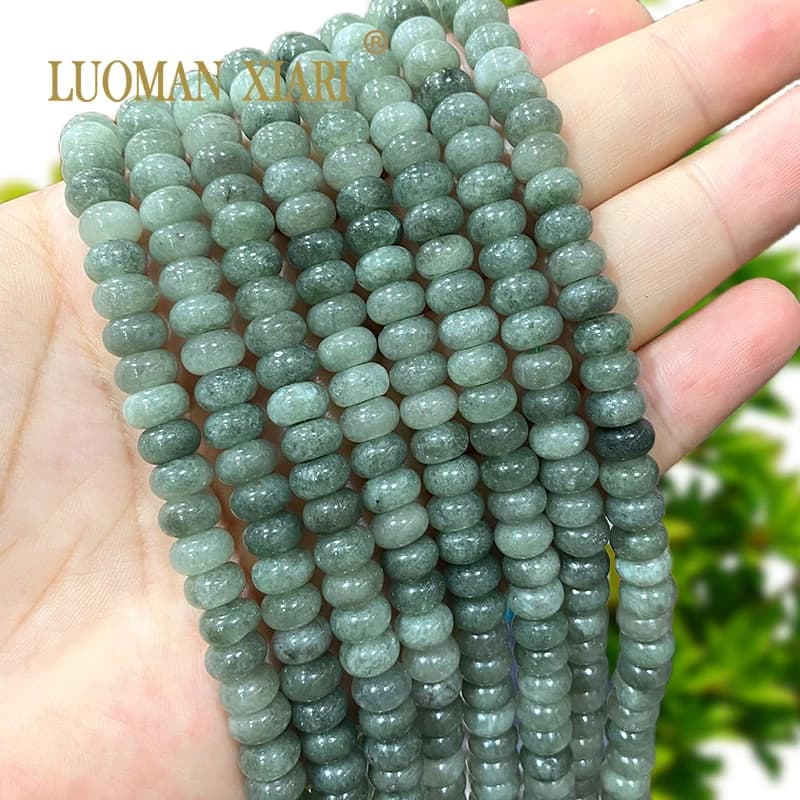 5x8MM Abacus Natural Stone Burma Jades Green Chalcedony Loose Spacer Beads for Jewelry Making Diy Bracelet Charms Accessories image