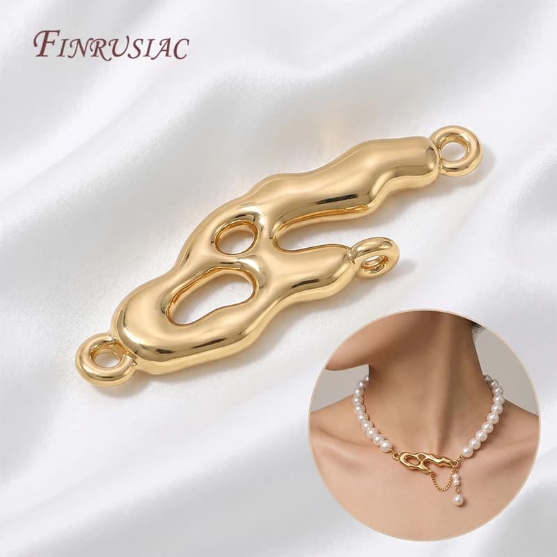 18K Gold Plated Twisted Bar 2 Hole Connector DIY Bracelet Necklace Making Findings,Earring Making Supplies,Metal Jewelry Charms image