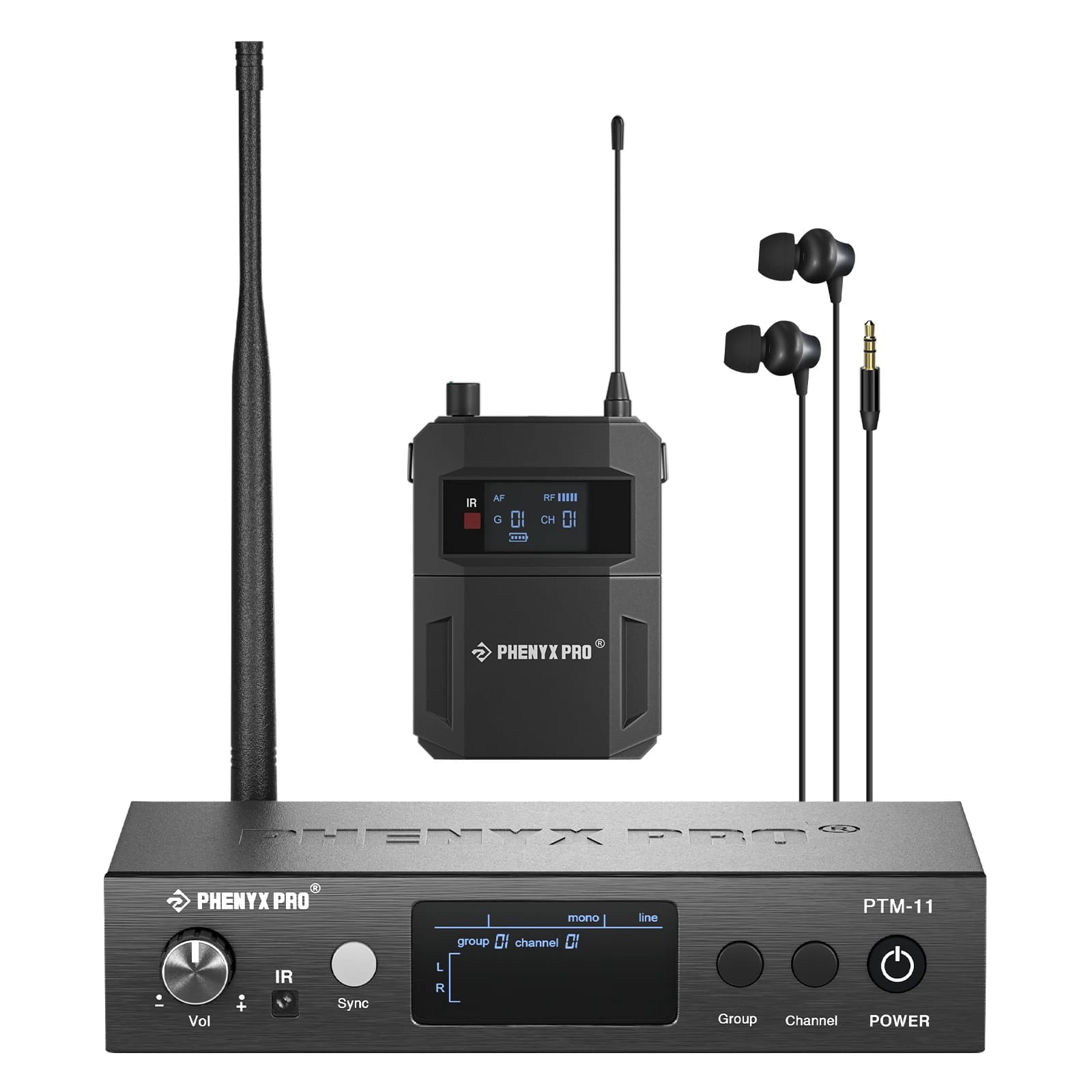 UHF Mono Wireless In-Ear Monitor System w/1 Loop Output,Separate Outputs Suitable for Band and Studio Phenyx Pro PTM-11 500MHz image
