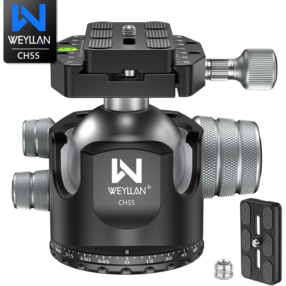 Tripod Head 55mm Aluminum 360° Panoramic 1/4 Tripod Ball Head Mount Arca Swiss Quick Release Plate Camera Momopod Video Ballhead image