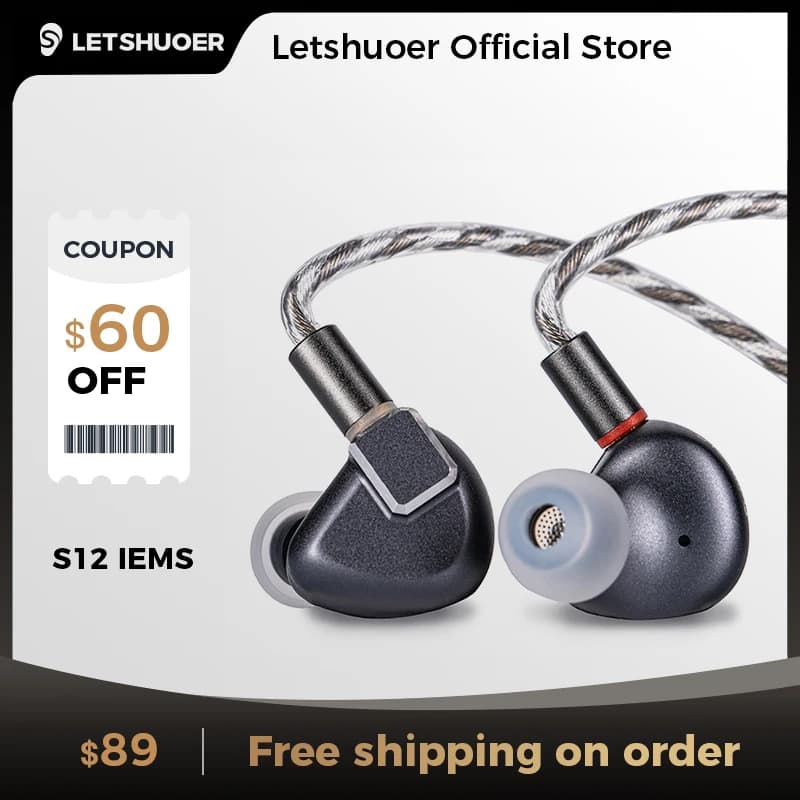 LETSHUOER S12 Hifi Earphones 14.8mm Planar Magnetic Driver Wired In-ear Monitors Gaming Earbuds Planar Headphones image