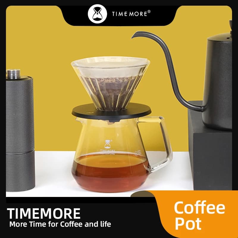TIMEMORE Coffee Tea Pot 360ml 600ml  Milk Mugs Contracted For Kitchen Free Gift Glass Cover with Silicon Ring image