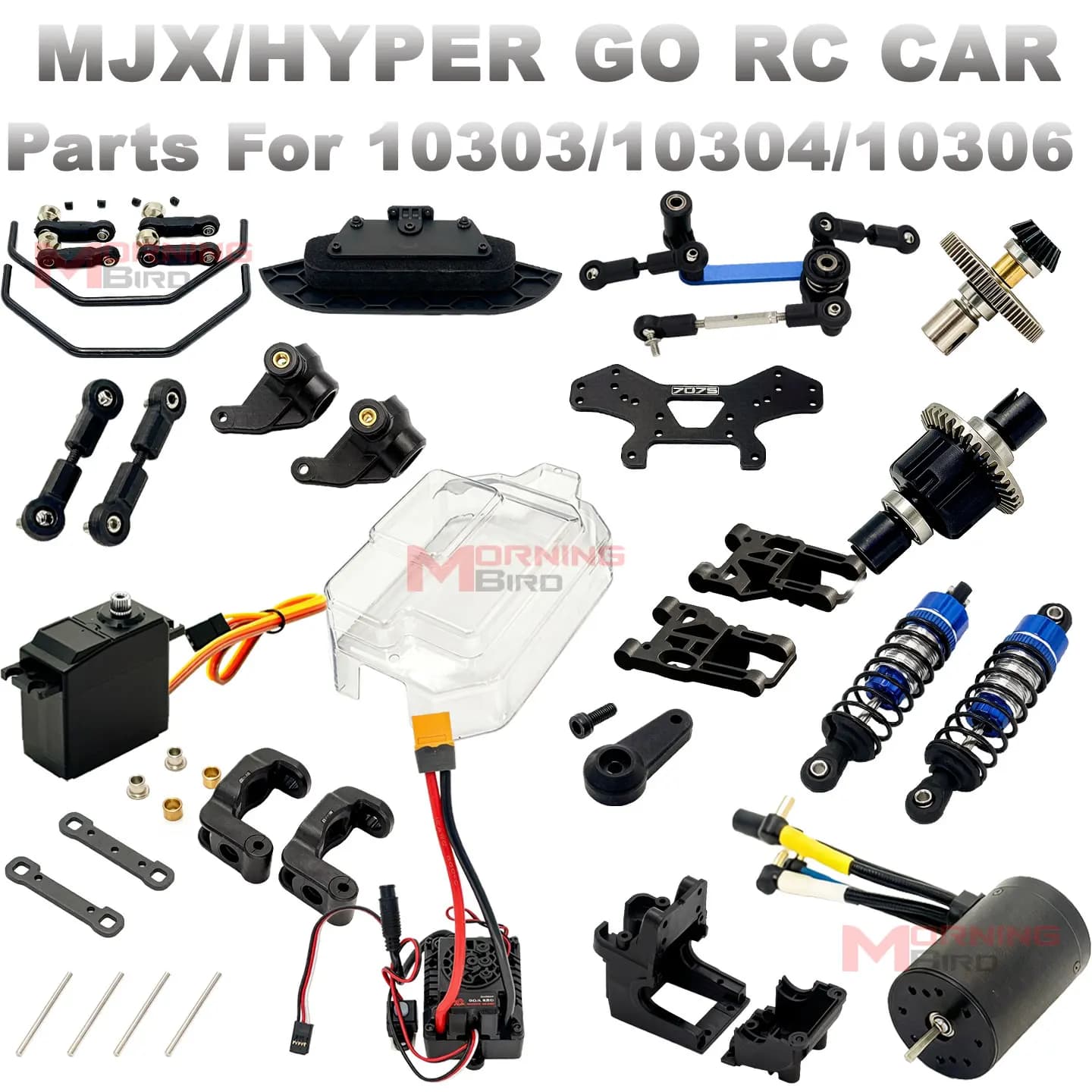 1/10 MJX Hype Go 10303 10304 10306 RC Truck Spare Parts Kit Gear Dogbone Differential Shock Absorber  A-arm Steering Cup Tie Rod image