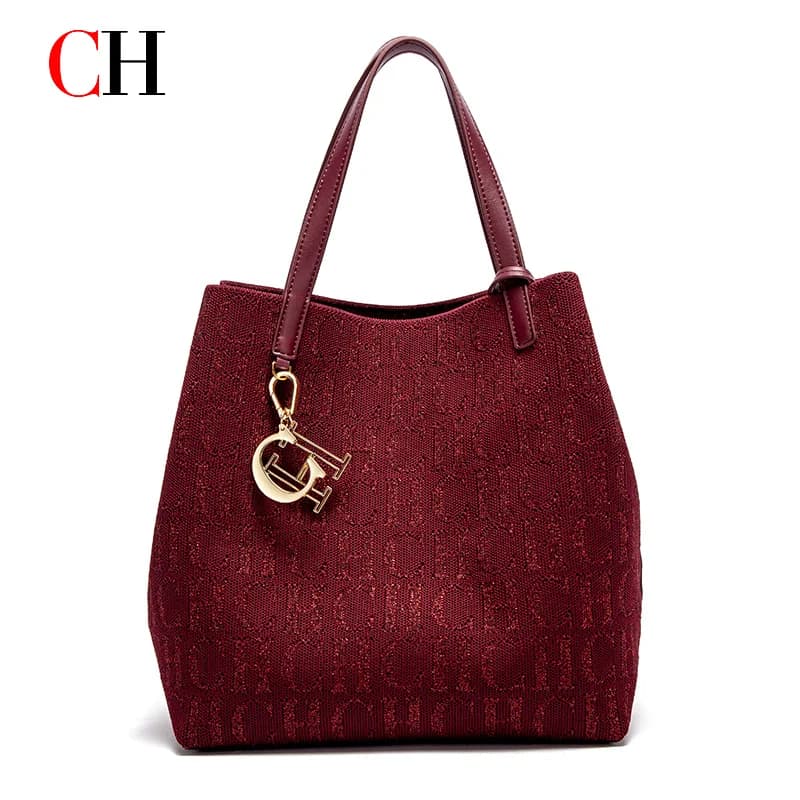 CH Tote Bag For Women Luxury Knit Monogram Handbag Fashion Shoulder Bag Elegant Large Capacity Tote Bag For Daily Commute image