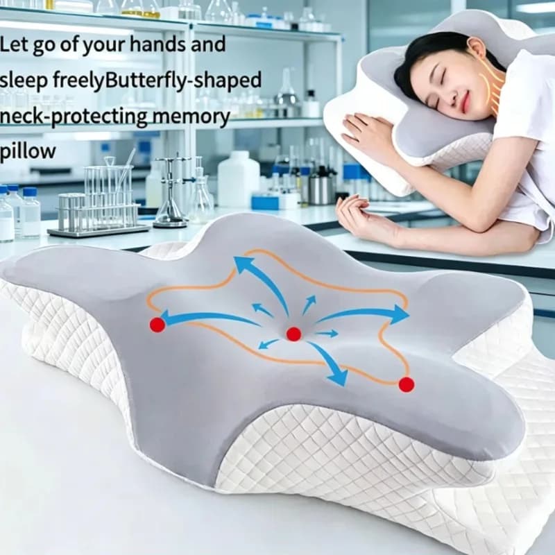 2-in-1 Ergonomic Orthopedic Molded Pillow Foam Cervical Cushion Comfortable Neck Support Pad for Sore Neck Relief image