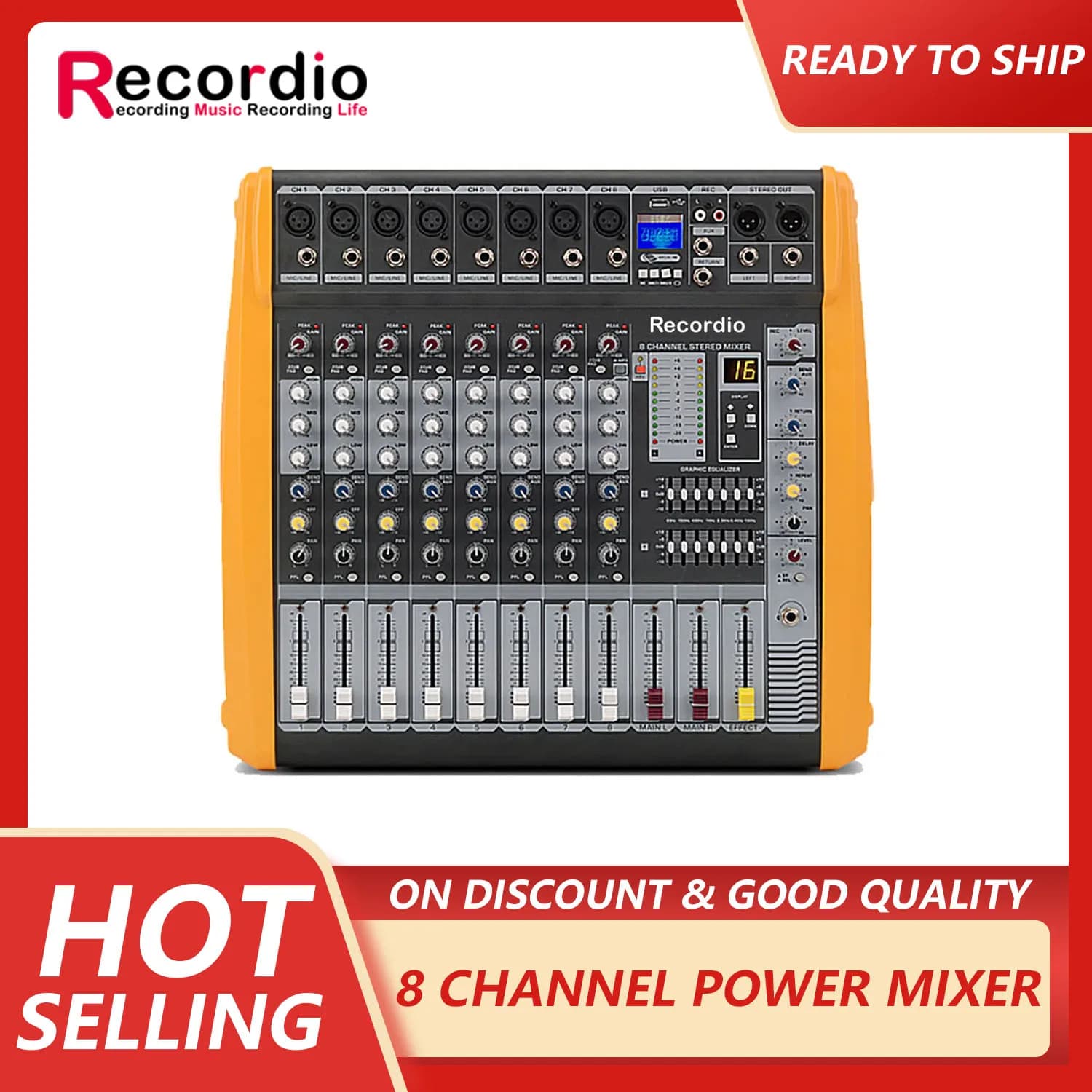 GAX-PM8 Professional 8-Channels Power Amplifier Sound Mixer Good Price for DJ Stage Easy Outdoor Performance image