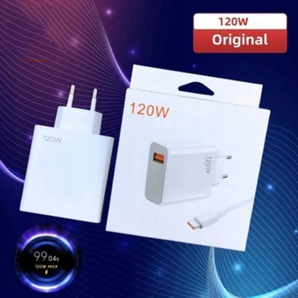 120W Original Charger Super Fast Charge EU Plug High Quality Durable Type-C Hypercharge Charger For Xiaomi Redmi Note image
