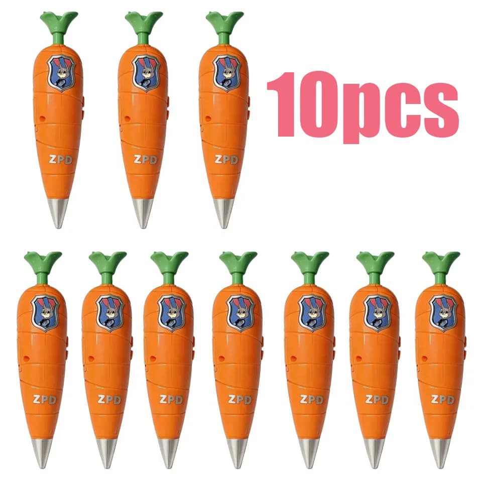 1 3 6 10Pcs Zootopia 2 Carrot Recorder Pen Judy Nick Cosplay Accessories 60s Mini 2 in 1 Gel Pen Stationery for Kids image