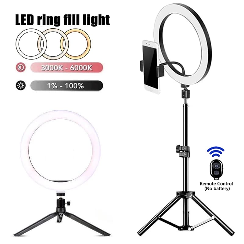 LED Selfie Ring Lighting Photographic Selfie Ring Lamp USB Remote Fill light For YouTube TikTok Video Live Phone Holder & Tripod image