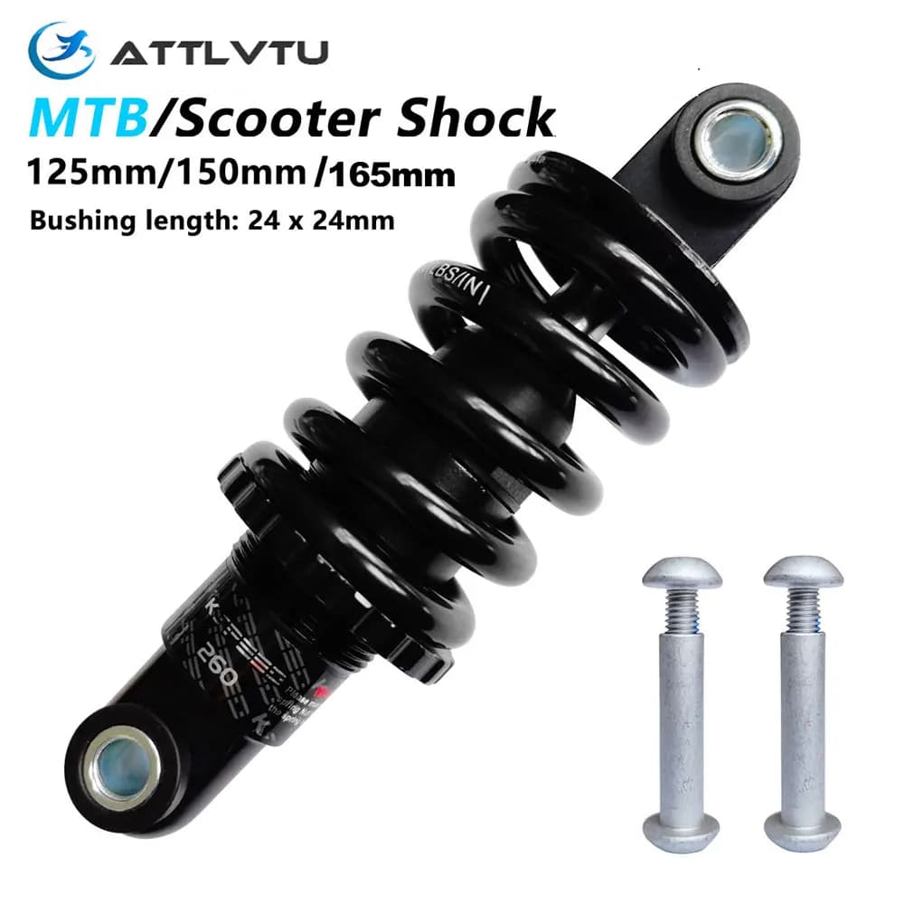 AttLvTu-Bike Rear Shock Absorber, Spring, MTB, 125mm, 150mm, 165mm, GS-121A, 100 to 2000 lbs, Suspension Damper image