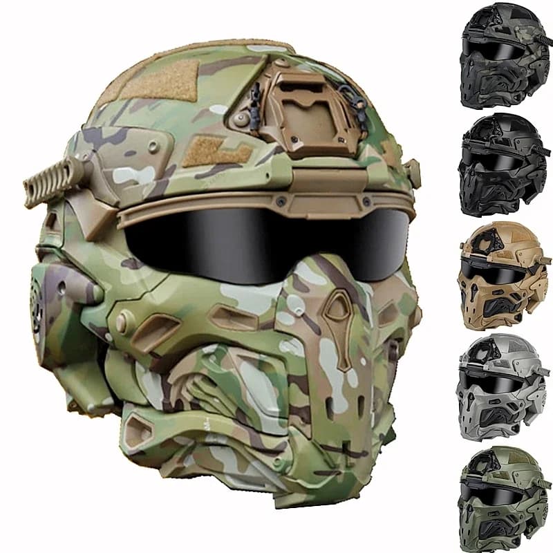 Tactical Command FAST Helmet Built-in Communication Headset Anti-fog Fan W-Ronin Assault Helmet Detachable Mask Replacement Lens image